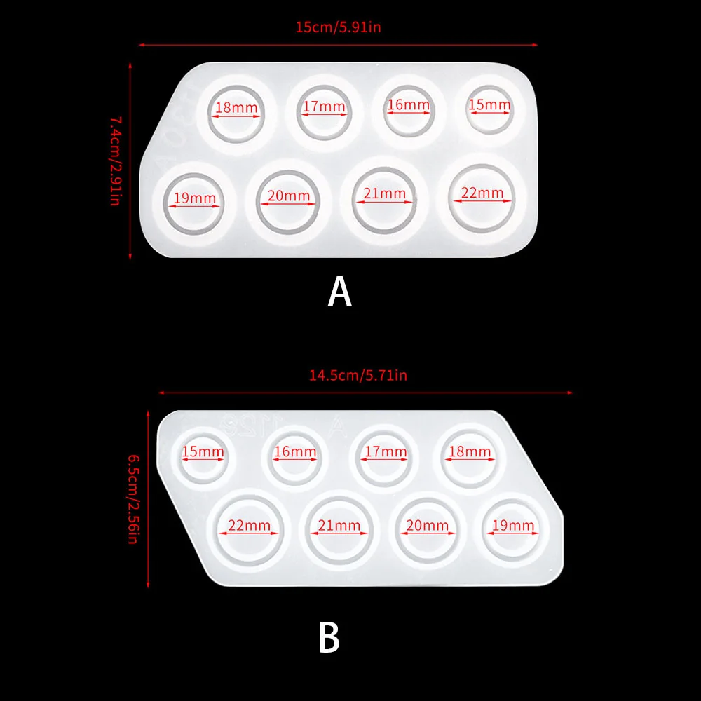 1Pcs 15-22mm Ring Resin Silicone Mold Mixed Size Rings Mold UV Epoxy Resin Mould DIY Crafts Jewelry Accessories Making Tool