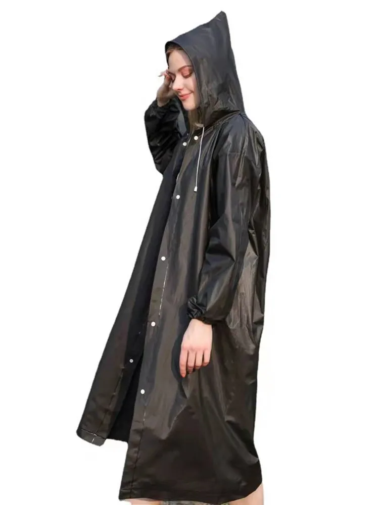 High Quality 1PC 145*68CM EVA Unisex Raincoat Thickened Waterproof Rain Coat Women Men Black Camping Waterproof Rainwear Suit