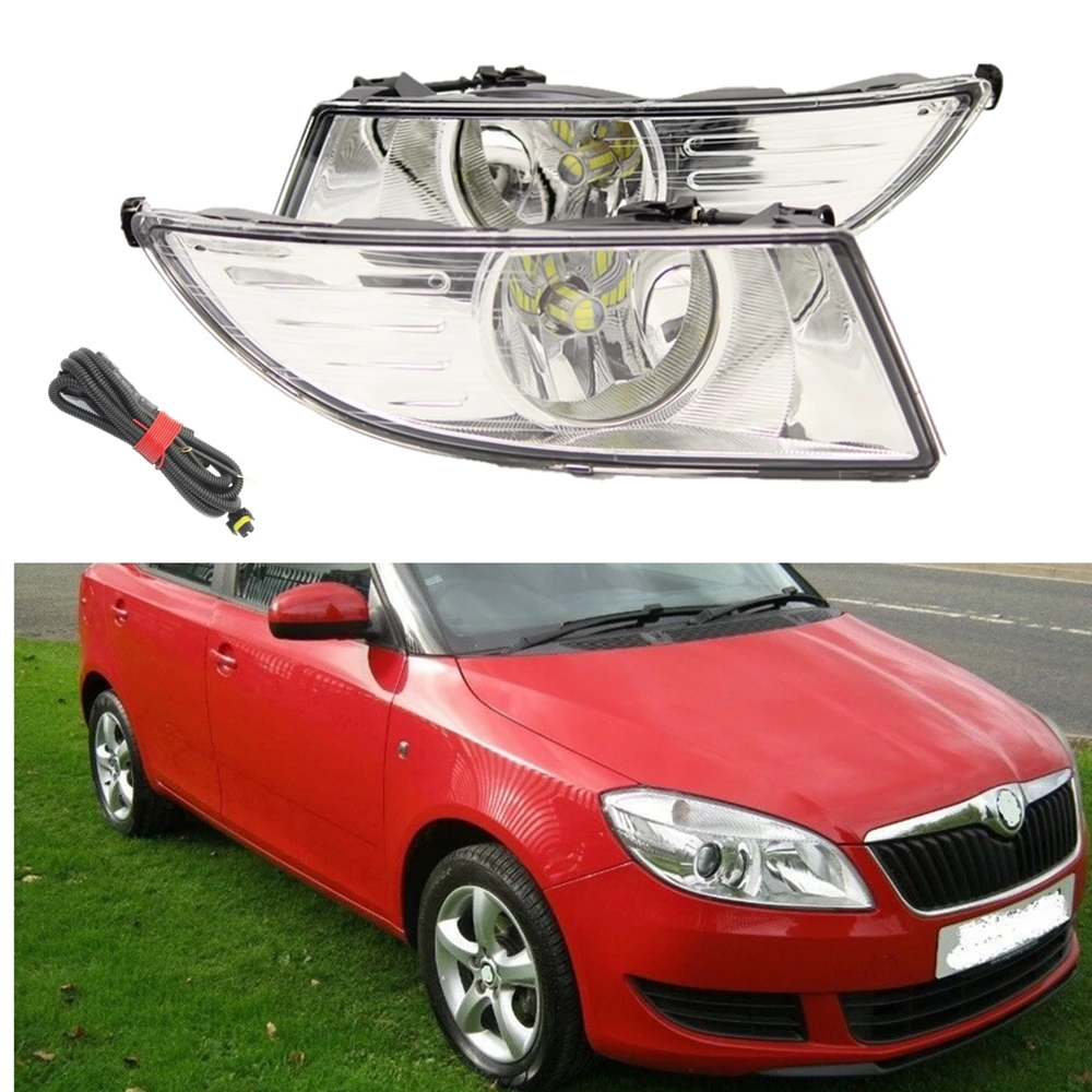 

Car LED Fog Light For Skoda Fabia MK2 5J 2011 2012 2013 2014 2015 Car-styling Front LED Fog Lamp Fog Light With Wire And Bulbs