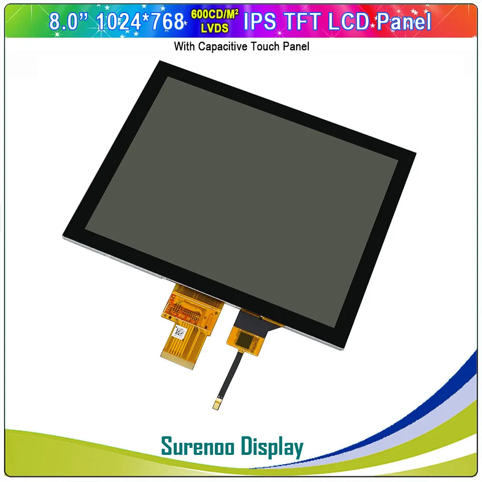 Imagem -02 - Monitor Tela Lcd Tft de Alto Brilho 8.0 1024 4:3 Ips Lvds Módulo de Exibição I2c Painel Touch Capacitivo