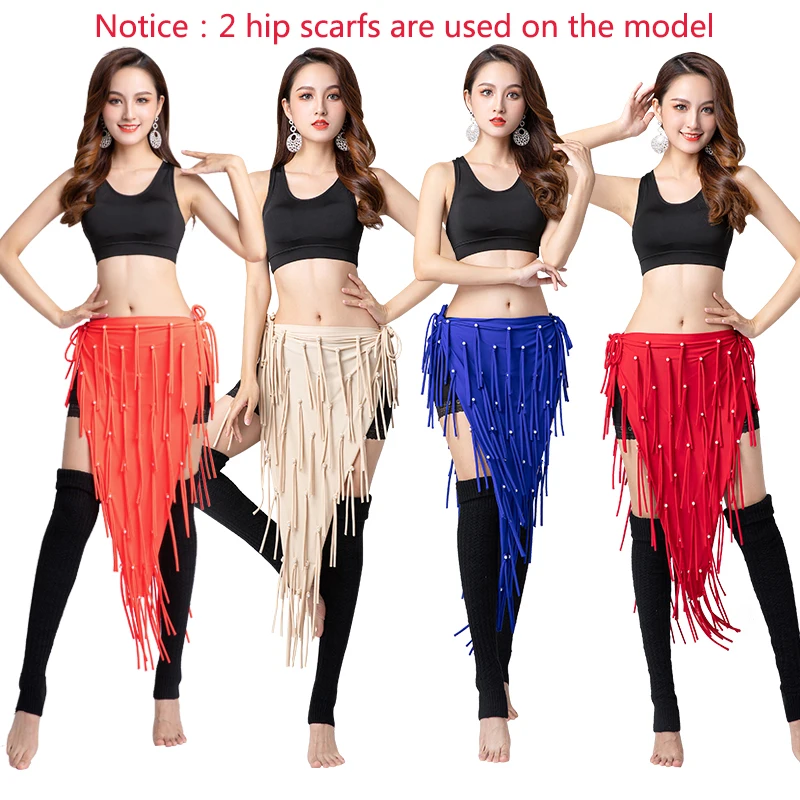 New Belly Dance Hip Scarf Triangle Lengthen Wraps Belts Skirt with Tassels Women Oriental  Belly Dancing Costumes Skirt Wear