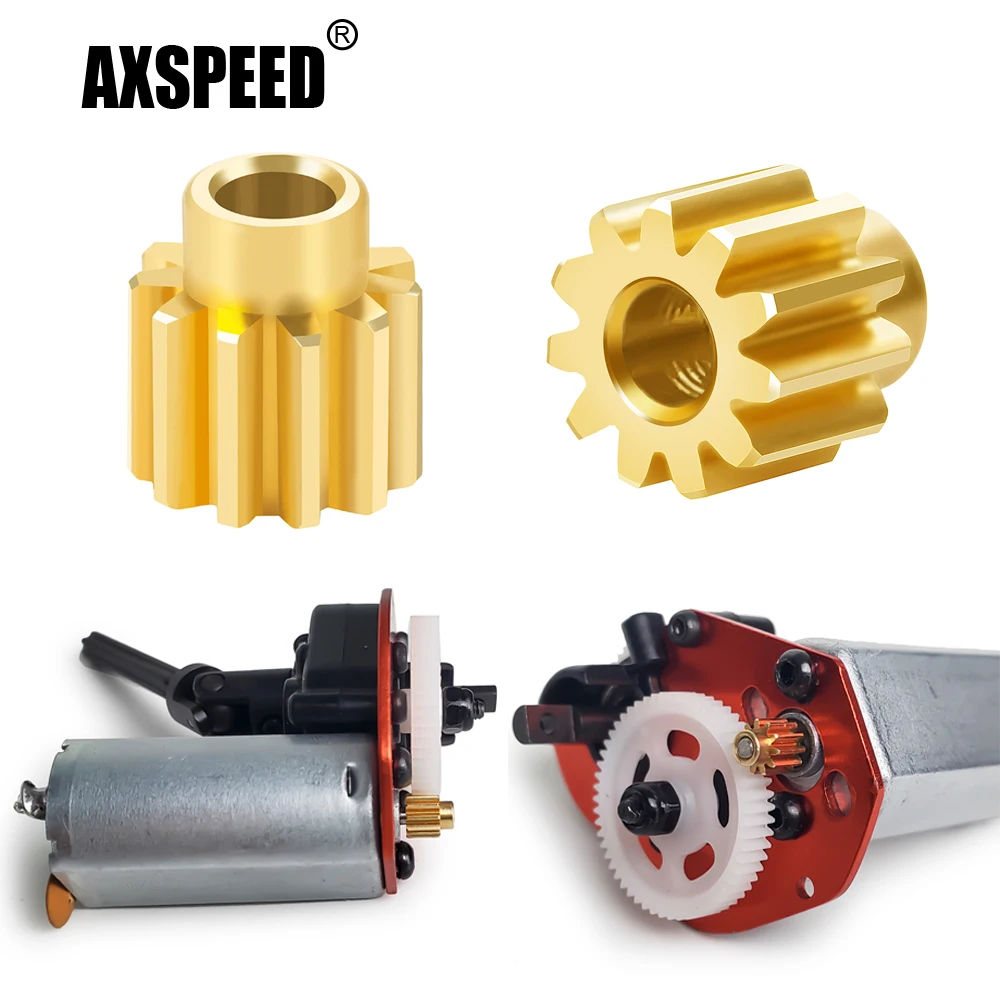 AXSPEED 1Pcs Brass Motor Gear 0.3 Module 11T for Axial SCX24 Deadbolt C10 Gladiator Bronco Wrangler 1/24 RC Crawler Car Model