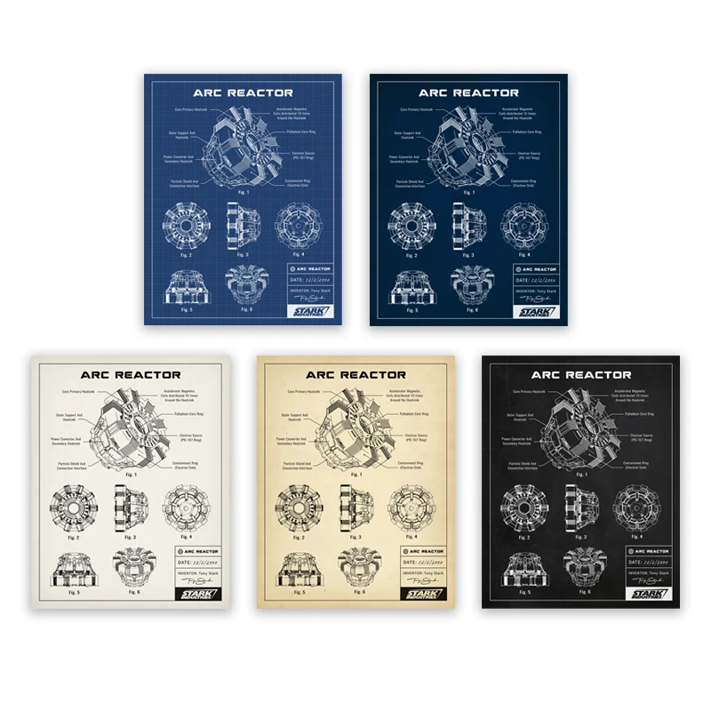 Peinture sur toile d'art de plan de réacteur d'arc, brevet Vintage, films de science-fiction, affiches, cadeaux pour fans, imprimés muraux de grotte pour hommes, décor de chambre de garçons