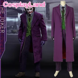 De Dark Knight Joker Cosplay Kostuum Halloween Volwassen Mannen Kostuums Fancy Joker Outfit Masker Humor Pak Cosplay Clown Jas