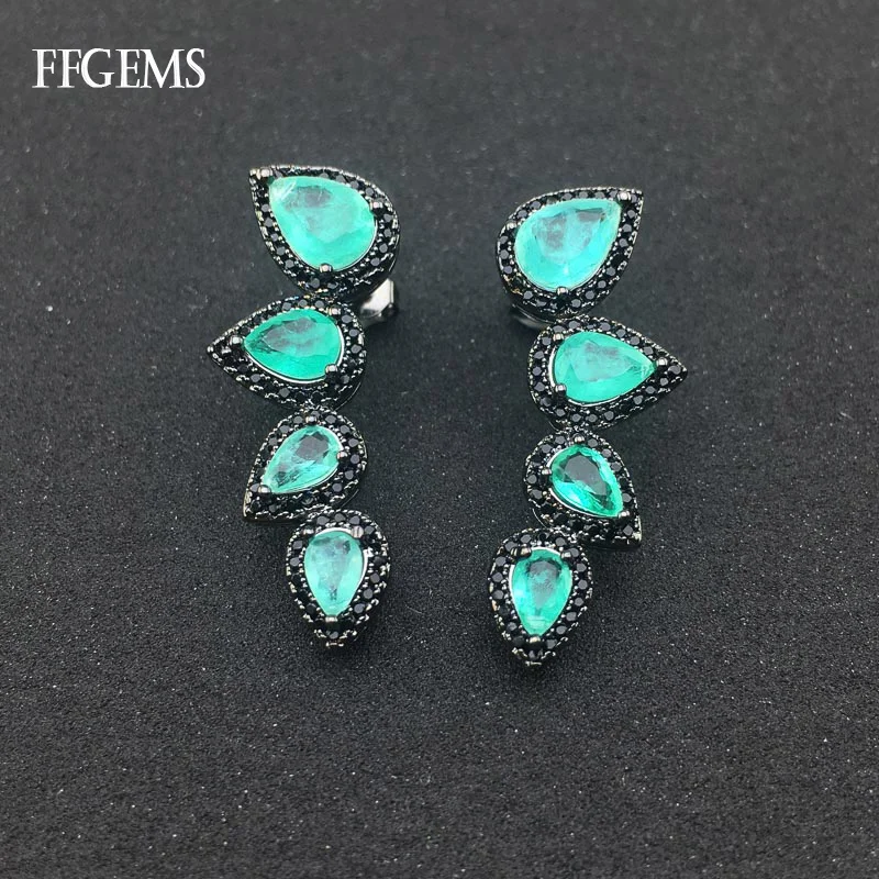

Новые серьги FFGems с искусственными изумрудами, ювелирные изделия из драгоценных камней для женщин, женские серьги для помолвки, свадьбы, вечеринки, в коробке
