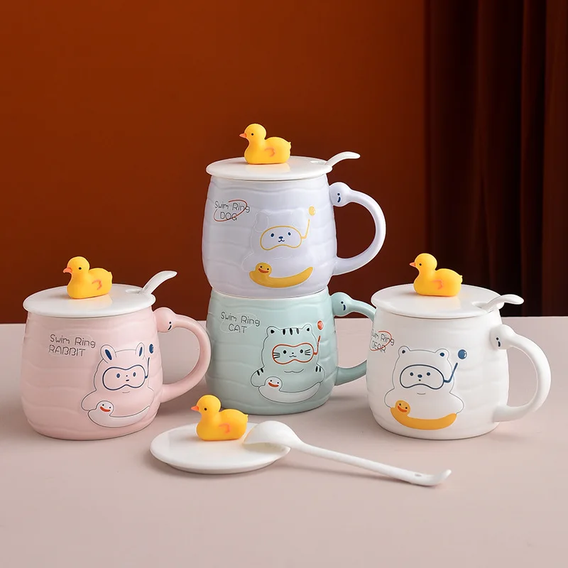 Creative little yellow duck ceramic mug household water cup student couple teacup lovely Mug Coffee mugs