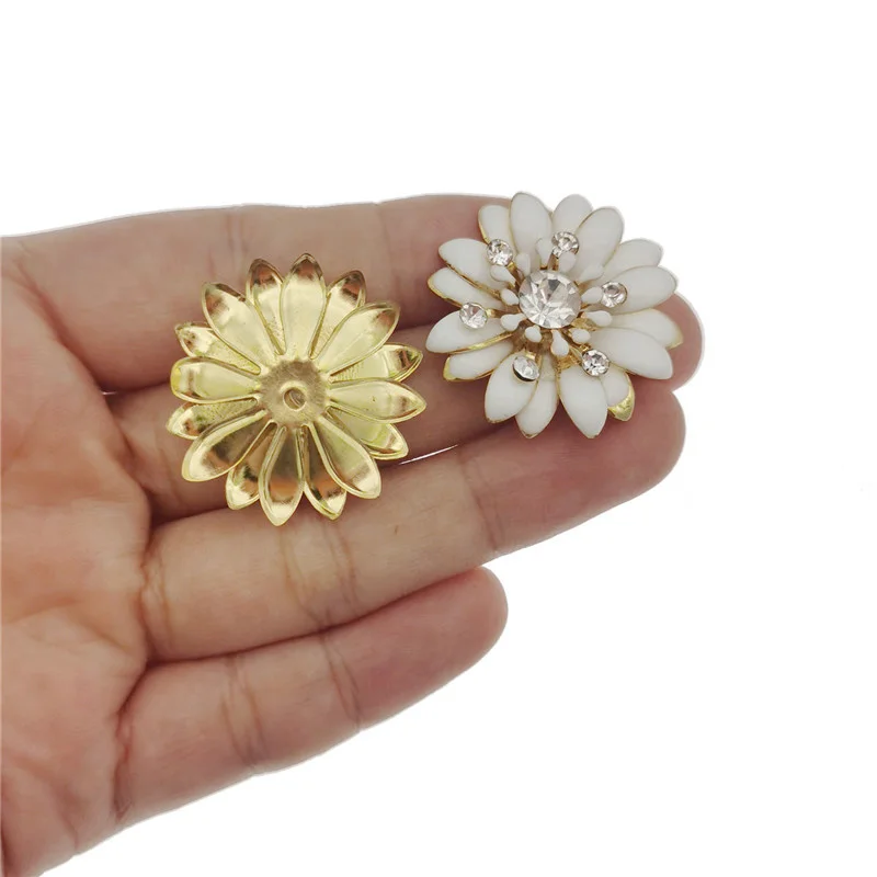 5pcs/pack Enamel Daisy Flower Cabochons Iron Flatback For Jewelry Making Findings Scrapbook Crafts Phone Case Decor