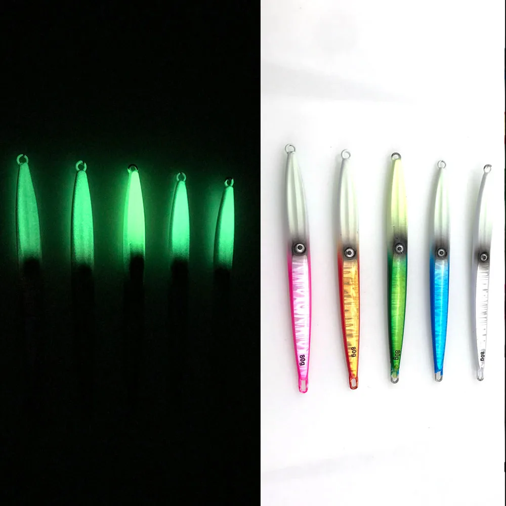 AI-SHOUYU NIEUWE Model Trage Jigging Lokken 40g 60g 80g 100g Lood Lichtgevende Hoofd lokken Harde Vissen Jigging Visgerei Zee Lokken