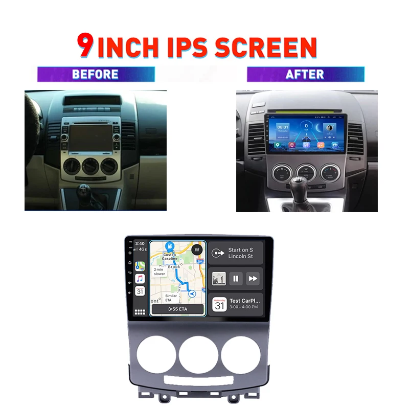 Carplay 2Din Android 12.0 Car DVD Player For Mazda 5 Mazda5 2005 2006 2007 2010 360 Panoramic Camera 4G LTE GPS Radio 2 din Wifi