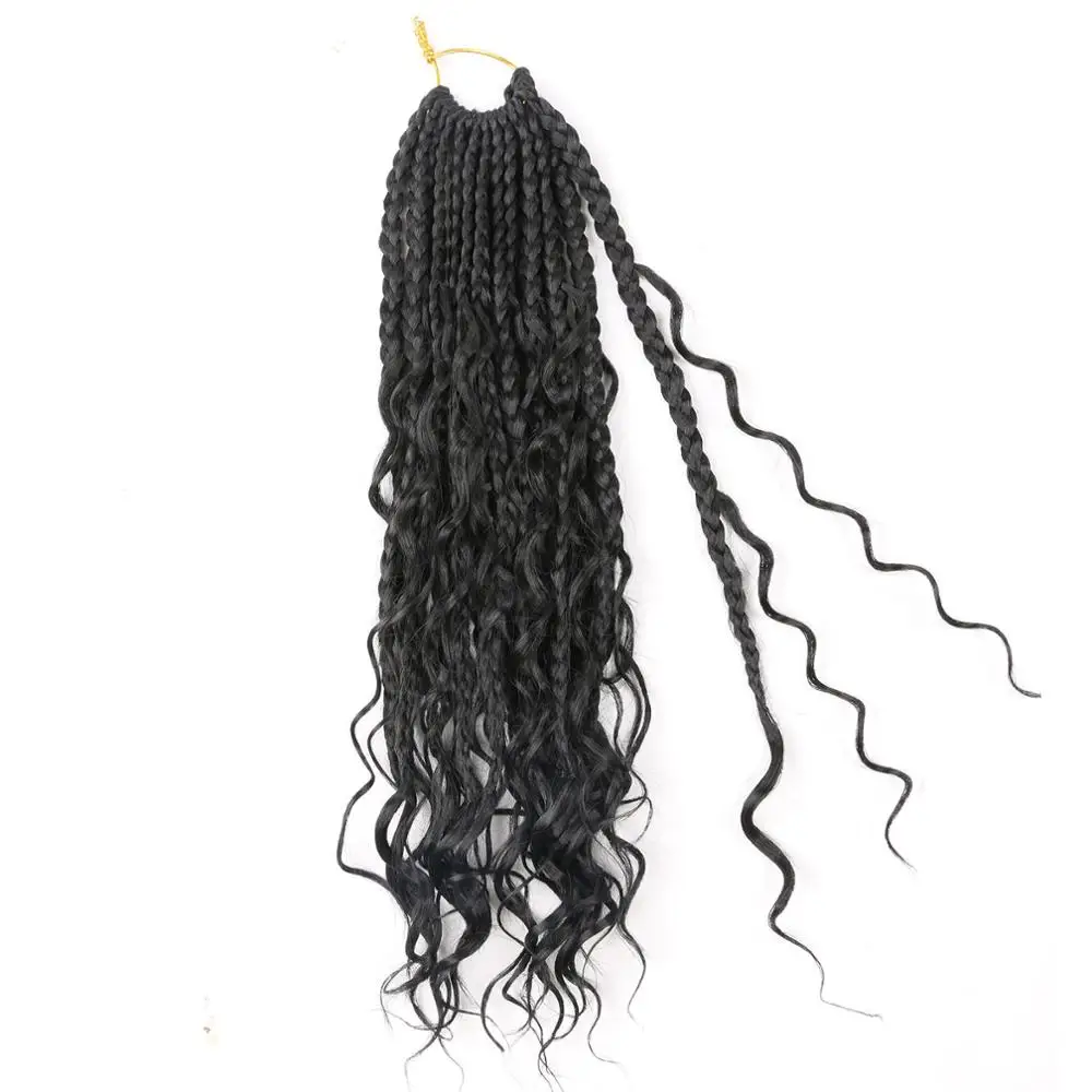 Box Braids Crochet Hair With Curly Ends Goddess Box Braids Crochet Braids 3X Bohemian Braiding Hair for Black Women