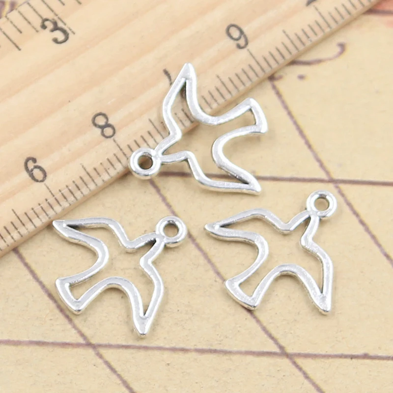 30pcs Charms Peace Dove Bird 18x18mm Tibetan Silver Color Pendants Antique Jewelry Making DIY Handmade Craft