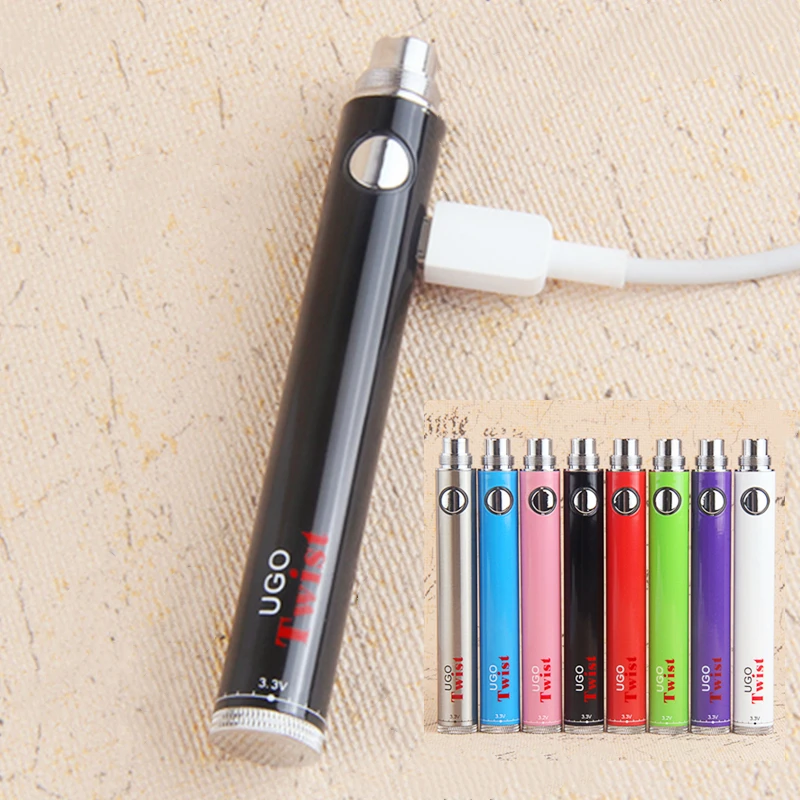 UGO-batería giratoria de 650/900mah para cigarrillo electrónico, bolígrafo de vapeo, carga lateral, Evod Twist 3,3-4,8, voltaje Variable, 5 unidades