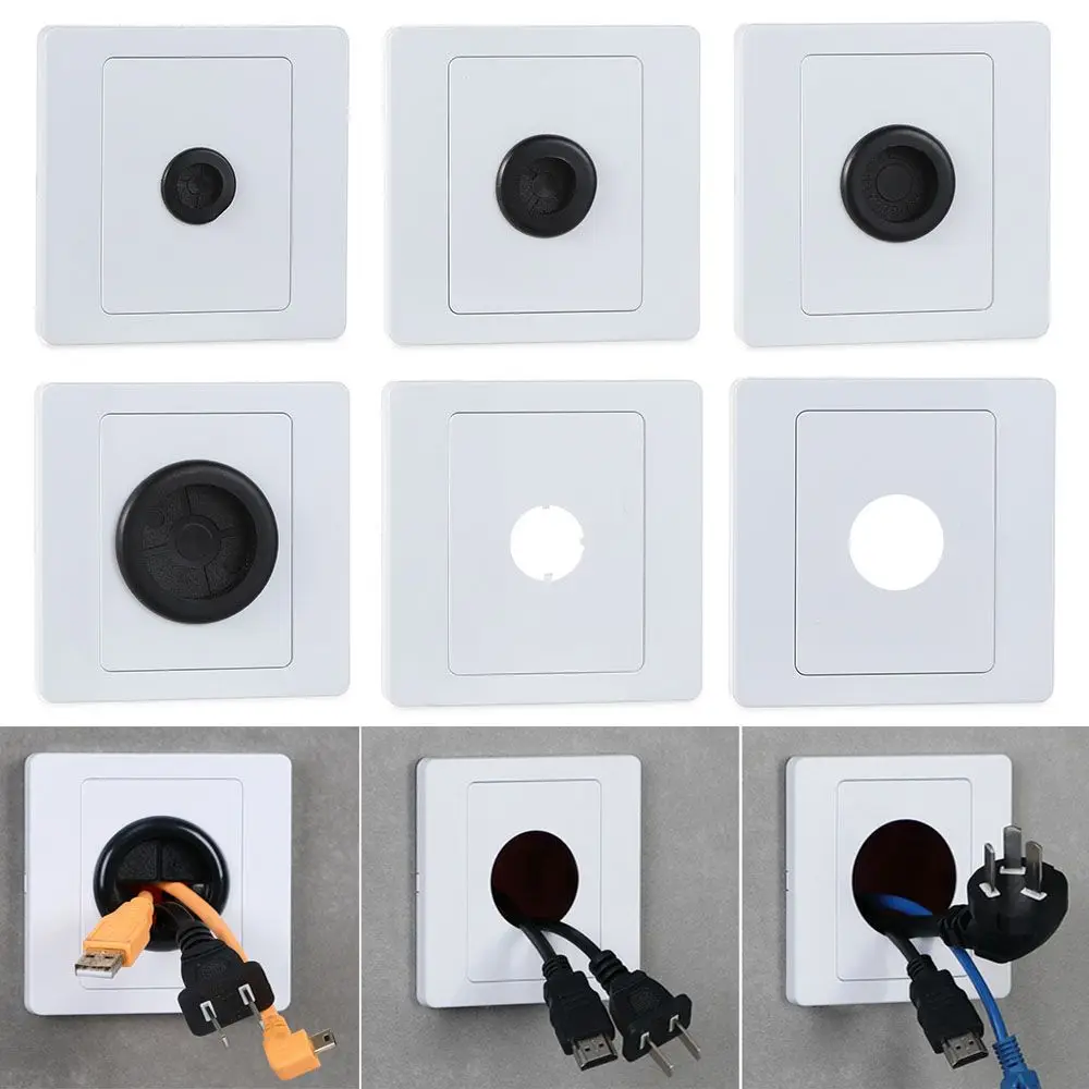 1Pc 86Type With Outlet Hole Cable Organizer Storage Cable Socket Panel Wall Blank Panel Decorative Cover Cable Cover Accessories