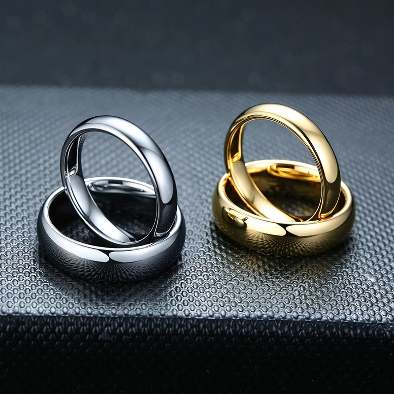 High Quality Simple Tungsten Rings Free Engraved Name Men Women Exclusive Couple Wedding Ring Wholesale Fashion Jewelry