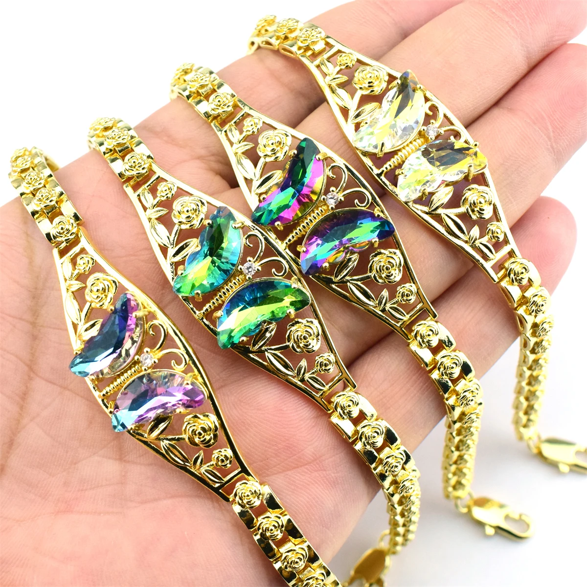 Ladies Luxury Rose Bracelet Ladies Attendance Jewelry Crystal Butterfly Bracelet 22 Colors Available Ladies Glamour Jewelry