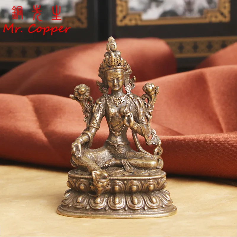 Aprox 5.5CM Height Green Tara Small Copper Statues Tantric Statues Buddha Statue Buddhism Buddhist Figure Figurine Desktop Craft