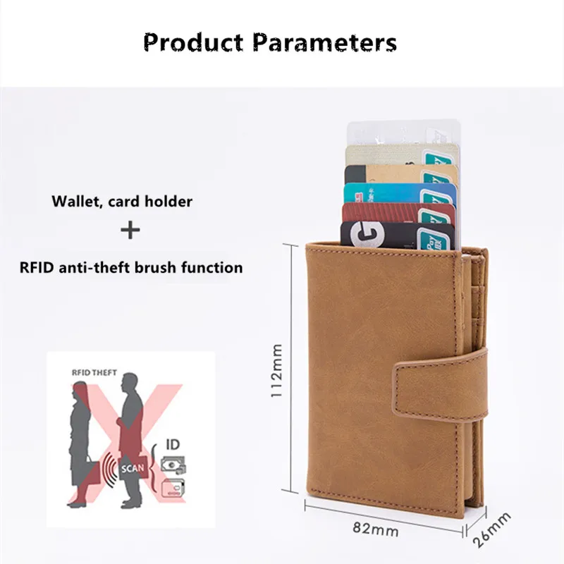 Paquete de tarjetas RFID para hombre, antidesmagnetización, antirrobo, tarjeta de crédito bancaria, billetera automática de cuero PU, funda, soporte