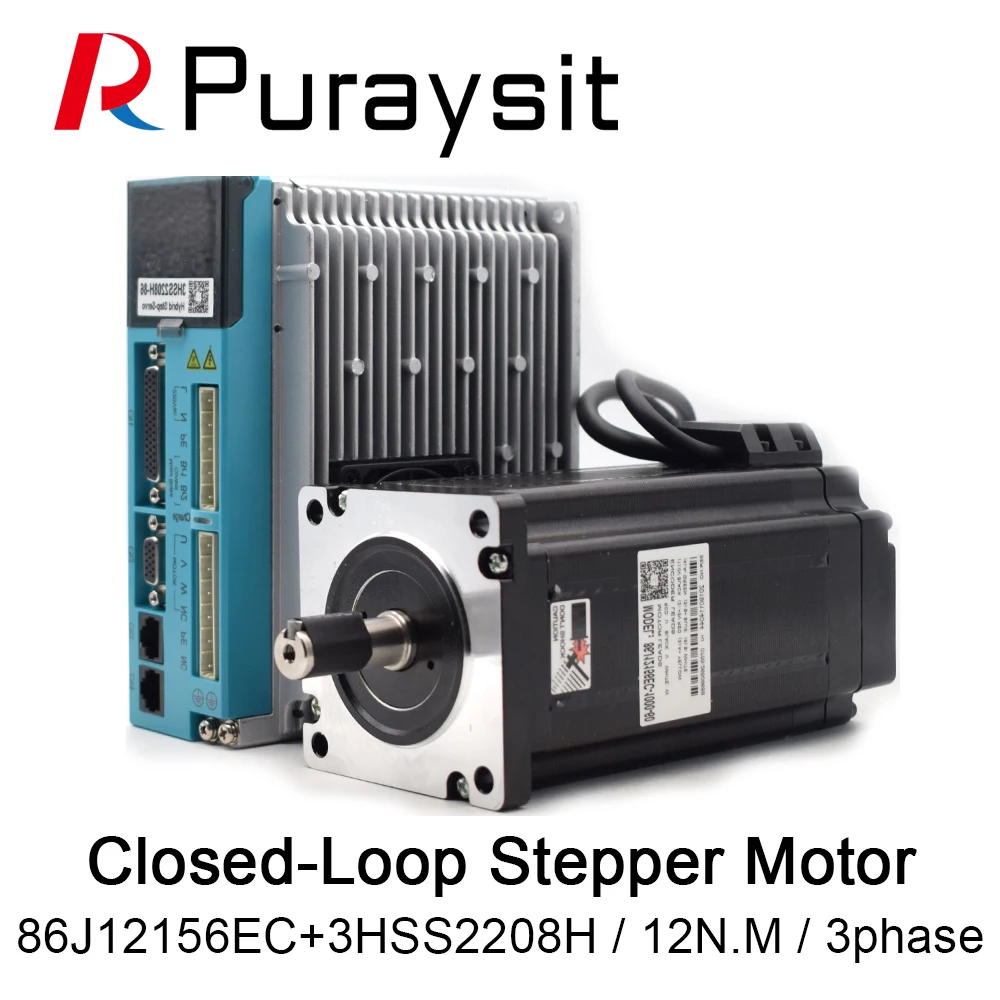 Puraysit Nema34 Hybird Servo Motor Kits Closed Loop Stepper Motor Kits 3HSS2208H 86J12156EC-1000 3 Phase 220V 12Nm with 3M Cable