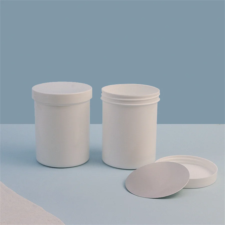 10pcs/lot 500g 500ml Plastic Jar Cosmetic Cream Jar Plastic Pot Aluminum Lid Plastic Cap PP Container Empty Food Packing Cans