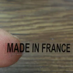 Pegatina transparente de 6x28mm, 1000 piezas, fabricada en Francia/España/Alemania/Rusia/Italia, con impresión de texto negro
