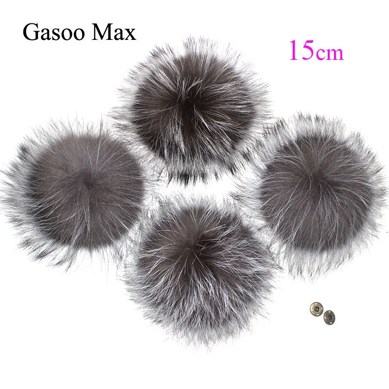 Wholesale 5pcs/Lot Fox Fur Pom Poms Fur Balls For Knitted Hat Cap DIY Big 15cm Raccoon Pompon Real Fur Pompoms Drop shipping