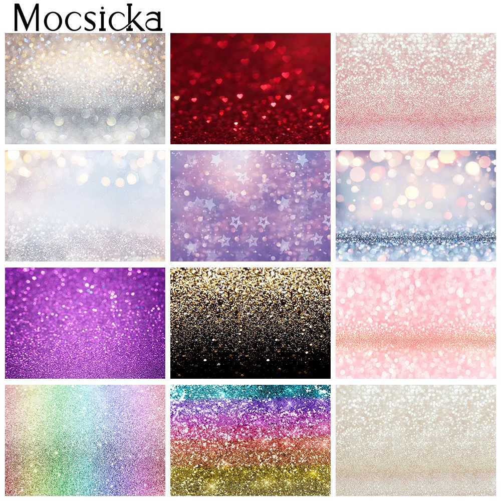 Winter Gliiter Portrait Photography Background Photo Studio Bokeh Shiny Birthday Party Backdrop Valentine's Day Photocall Props