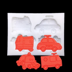 Taxi Police Car Ambulance Fire Engine Silicone Mold Sugarcraft Chocolate Cupcake Baking Mold Fondant Cake Decorating Tools