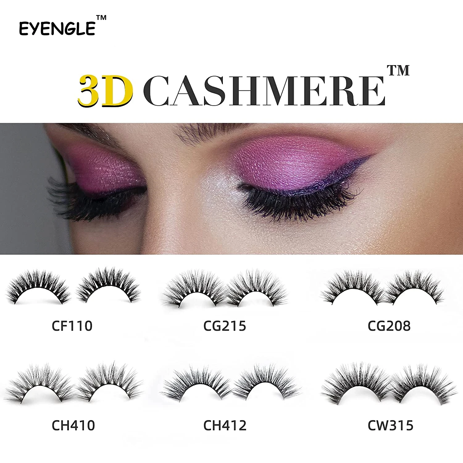 EYENGLE Makeup Lashes 3D CASHMERE False Eyelashes Fluffy Reusable Soft Dramatic Eyes Faux Mink Lash Wispy Volume Natural Eyelash