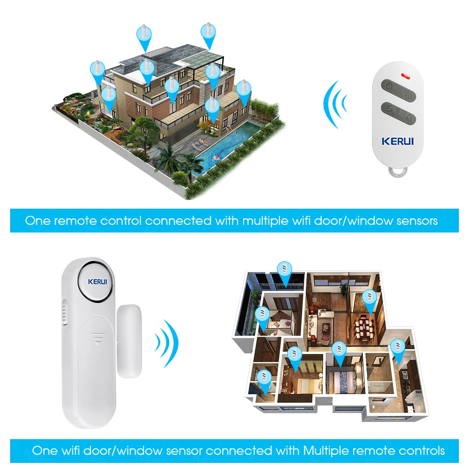 KERUI D121 Burglar Security Alarm System Protection Alarm Wireless Door Sensor Vibration Detector Shock Sensor