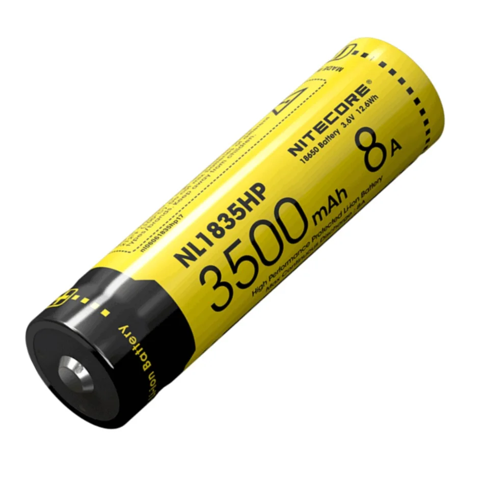 Nitecore NL1835HP 18650 Battery 3500mAh 3.6V 12.6Wh 8A High Performance Protected Li-ion Button for LED Flashlight