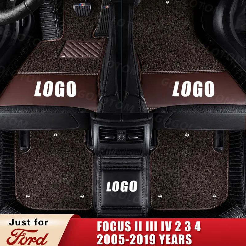 Custom Leather Car Floor Mats for Ford FOCUS II III IV 2 3 4 2005-2019 Years Focus Sedan Saloon Turnier Trunk Mat Accessories