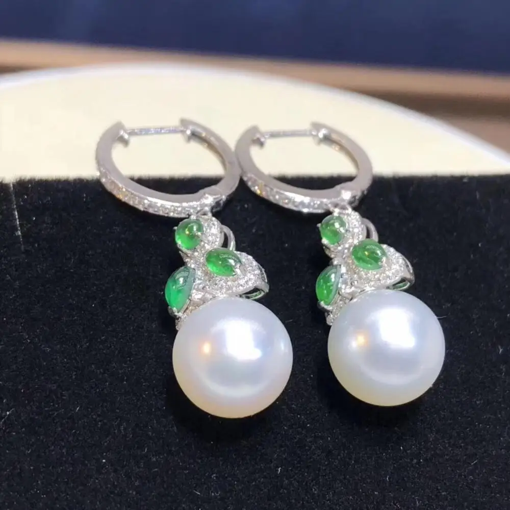 Fine Jewelry Pure 18 K Gold Natural Ocean 12-11mm White Pearl Earrings for Women Fine Pearl Earrings