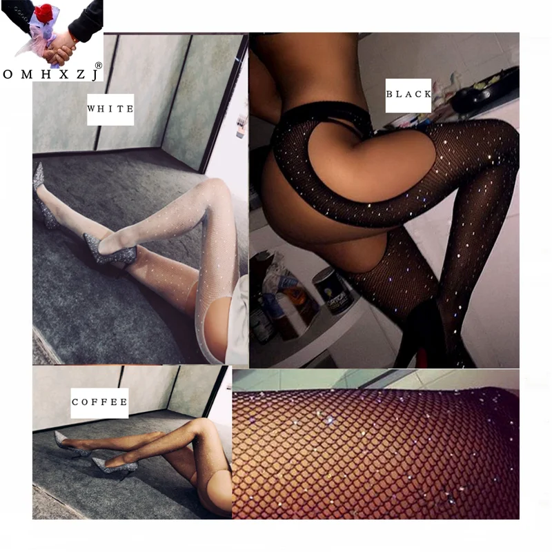 

OMHXZJ EL09 Wholesale hot style sexy colorful zircon sexy four-sided open file fine mesh tights bra set 5024