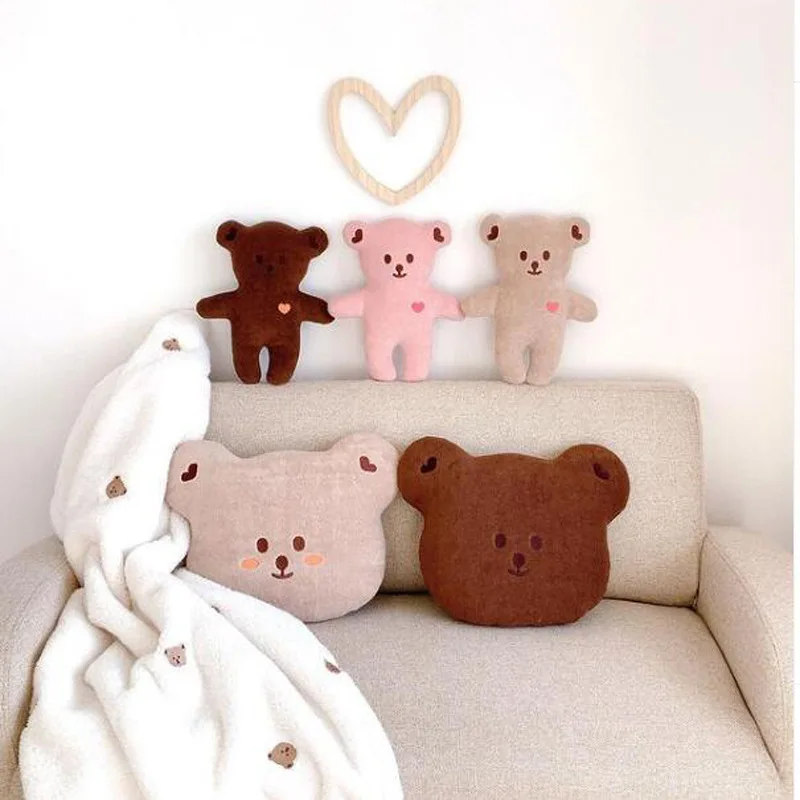 Children Plush Toy Ins New Cloth Cartoon Love Bear Baby Play Cute Doll Pillow Children's Room Decoration Shooting Doll Props