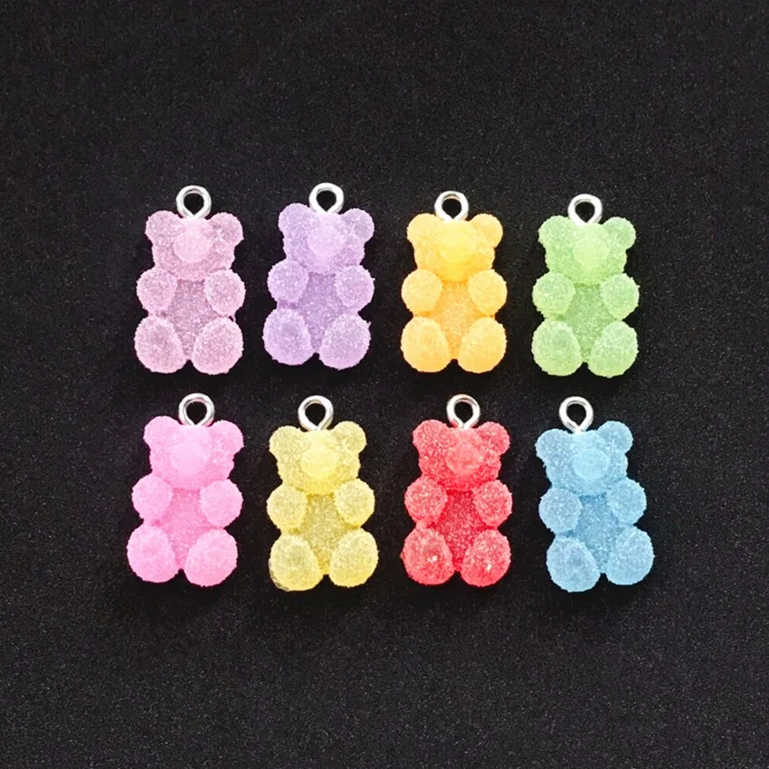 

20pcs 17*11mm Multicolor Flatback Epoxy Resin Gummy Bear Candy For Necklace Keychain Pendant DIY Making Accessories