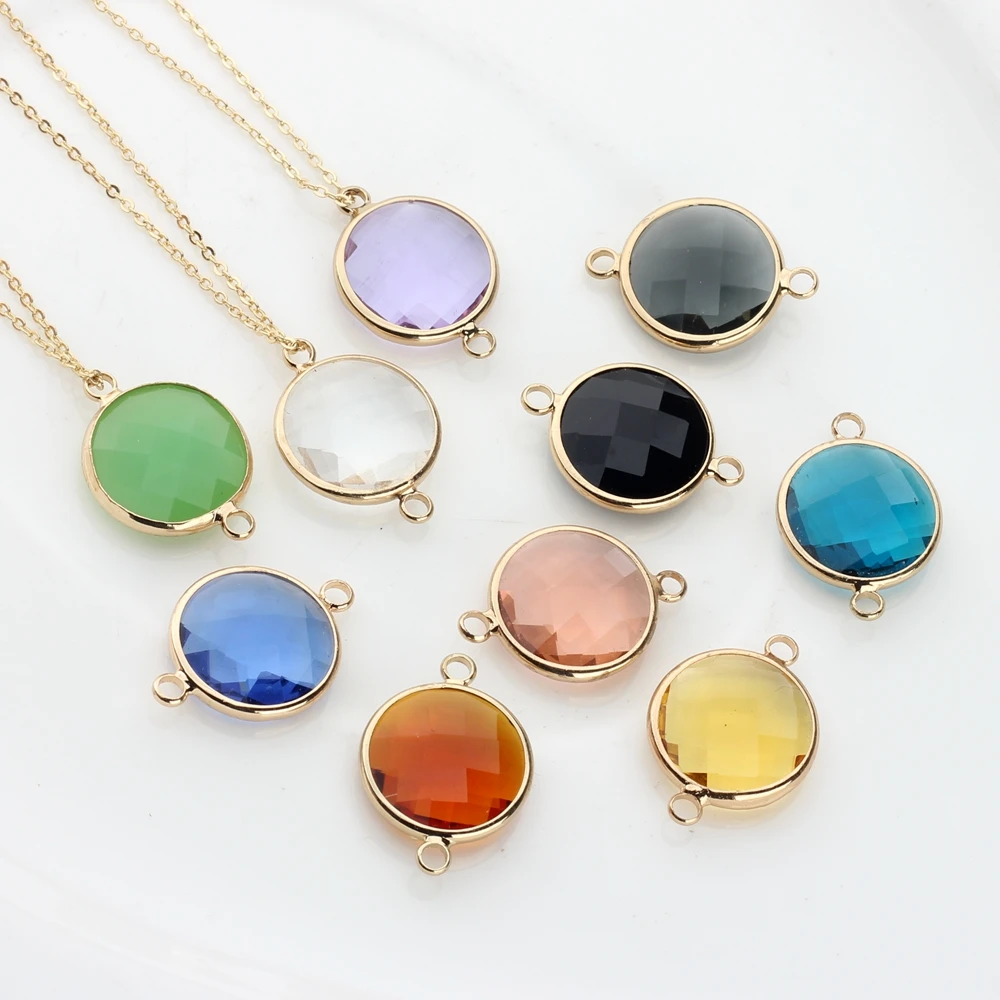 Connettore di fascini geometrici rotondi sfaccettatura del bordo di cristallo 16mm1 0 pz/lotto per gli accessori degli orecchini della collana del
