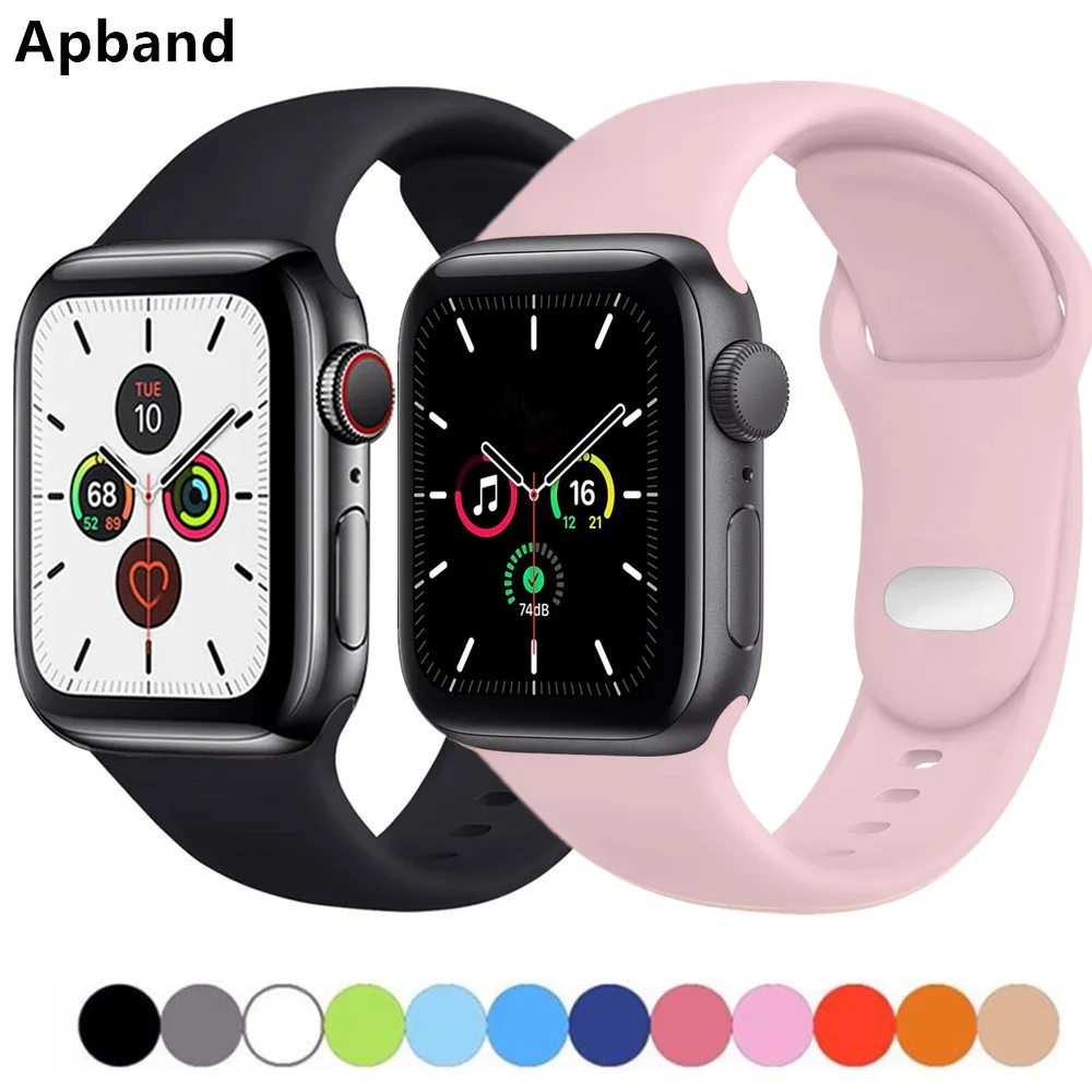 Silicone Strap For Apple Watch band 44mm 40mm 45mm/41mm 38mm 42mm Accessories wrist belt bracelet iWatch series 5 4 3 se 6 7