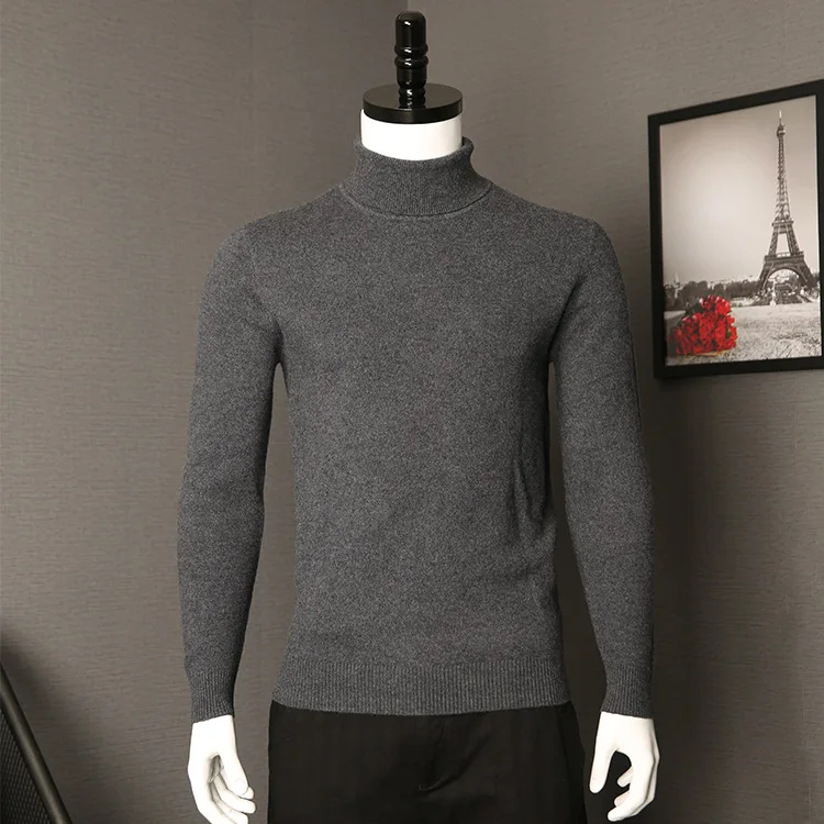 MRstuff-Pull à col roulé en tricot pour hommes, pull décontracté, revers, document solide, marque, automne, hiver, 2024