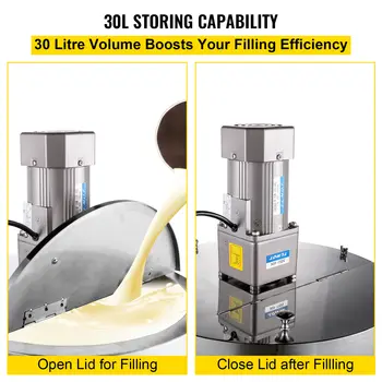 SucceBuy Elektrický topný míchací plnicí stroj, plnička rtěnek 15L / 30L míchací nádrž na kapaliny a pasty 20-30 lahví/min 8 nejlepší prodej stroj na míchání kosmetických krémů - №6