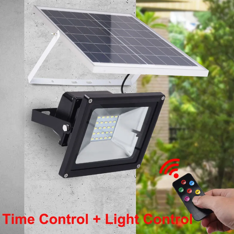 10PCS Wholesale 10W 20W 30W 50W 100W Outdoor Solar Powered LED Flood Light Time Control+ Remote Control Waterproof Spotlights