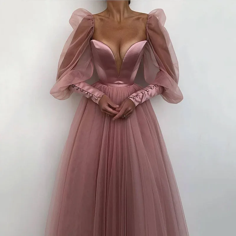 Robe De soirée rose foncé arabe dubaï, Robe De bal Simple, manches longues, sur mesure, nouvelle collection 2021