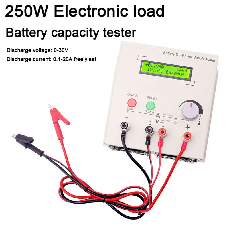 150W/250W Tester baterii 30V 20A baterie litowe pojemność ładowania Tester rozładowania obciążenie Li-ion Lifepo4 kwasowo-ołowiowy