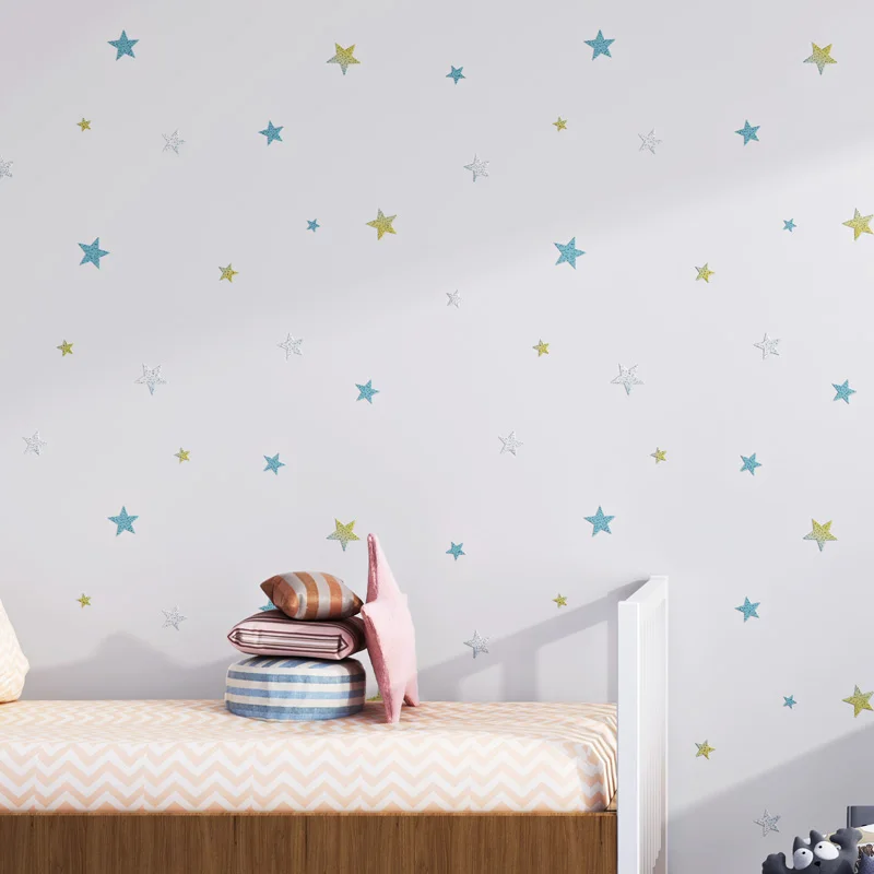 

beibehang 53X300cm Self-adhesive wallpaper for children's room Stars and moon sailing wall paper living room mural Wall Sticker