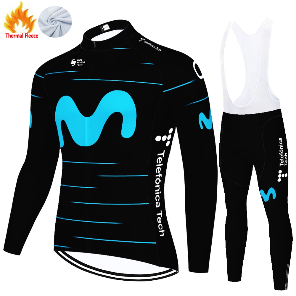 2023 Movistar ropa ciclismo hombre invierno Thermal Fleece jersey ciclismo bicycle clothing roupa ciclista cyclisme homme