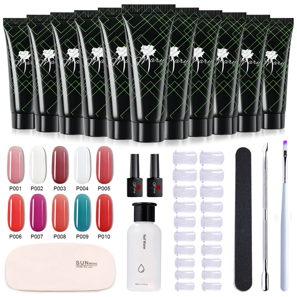 

Rosemary 16pcs Poly Nail Gel Set 6W LED Lamp Full Manicure Set Quick Extension Nail Kit Gel Building For Nails Tool Kit