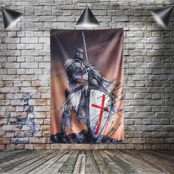 Knight Templar Flag Banner Polyester 90* 150cm Hang On The Wall 4 Grommets Custom Flag Indoor Personality Decoration