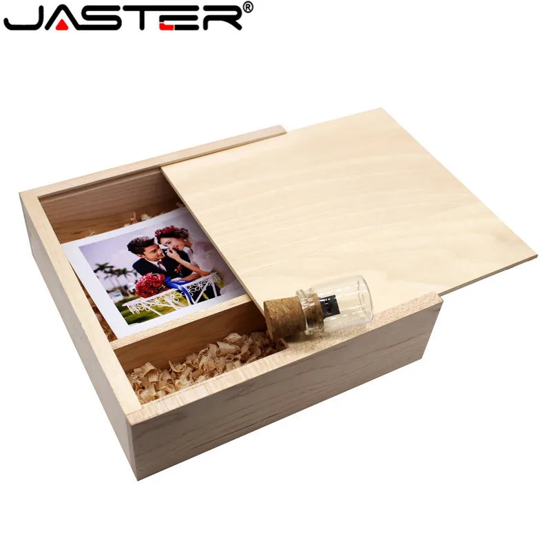 JASTER free custom logo 205*205*60mm Photo Album Wooden USB+Box usb flash drive Memory stick Pendrive 8GB 16GB 32GB 64GB