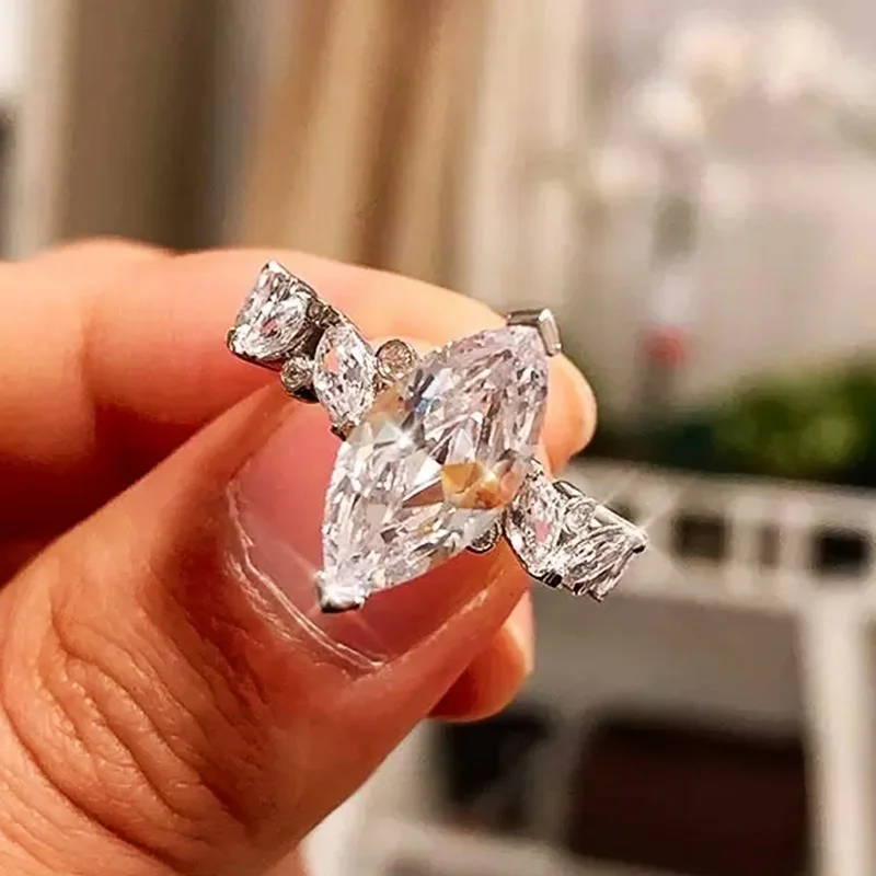 CAOSHI Trendy Modern Style Wedding Rings for Women Marquise Zirconia Fashionable Design Lady Proposal Rings Accessories Jewelry