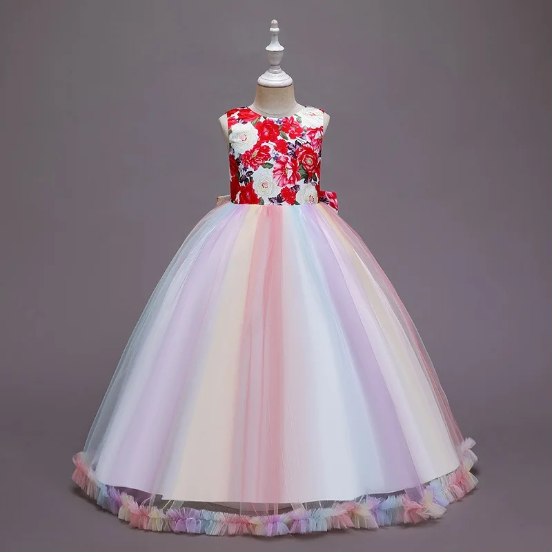 Bloemen Kids Jurk Voor Meisjes Bruiloft Jurk Prinses Party Pageant Formele Gown Voor Tiener Kinderen Jurk Nieuwe Jaar Jurk