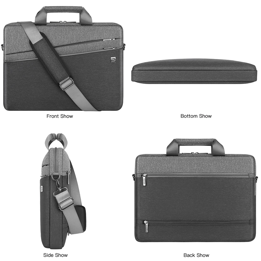 DOMISO Mutil-use Laptop Sleeve With Shoulder Strap for 14“ 15.6” 17.3“ Inch Notebook Computer Business Briefcase Messenger Bag